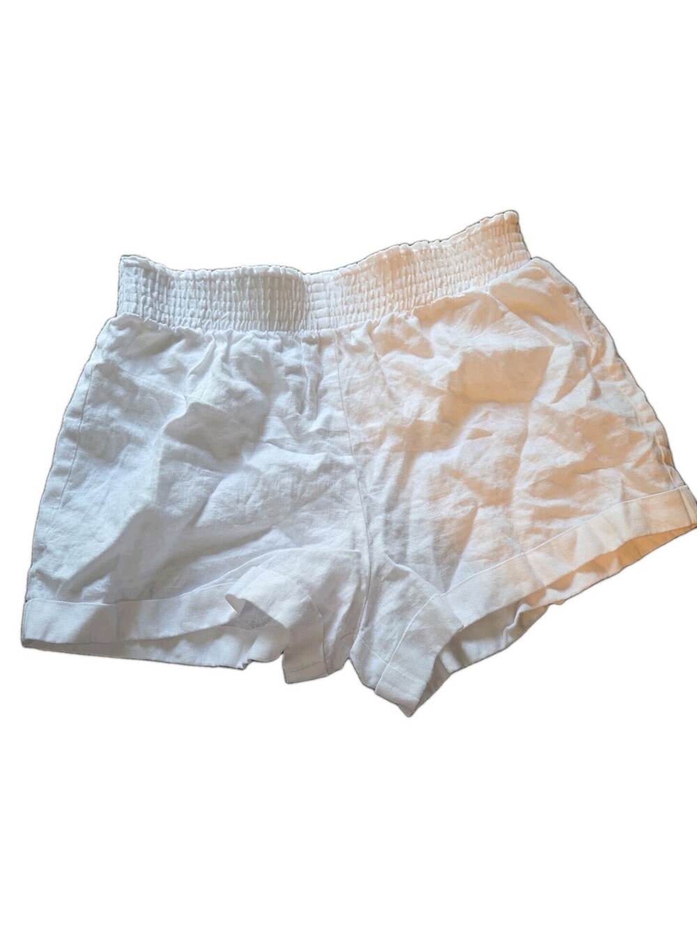 Reformation 100% mila Linen White Shorts Womens Sz M elastic Waist Coastal gauze